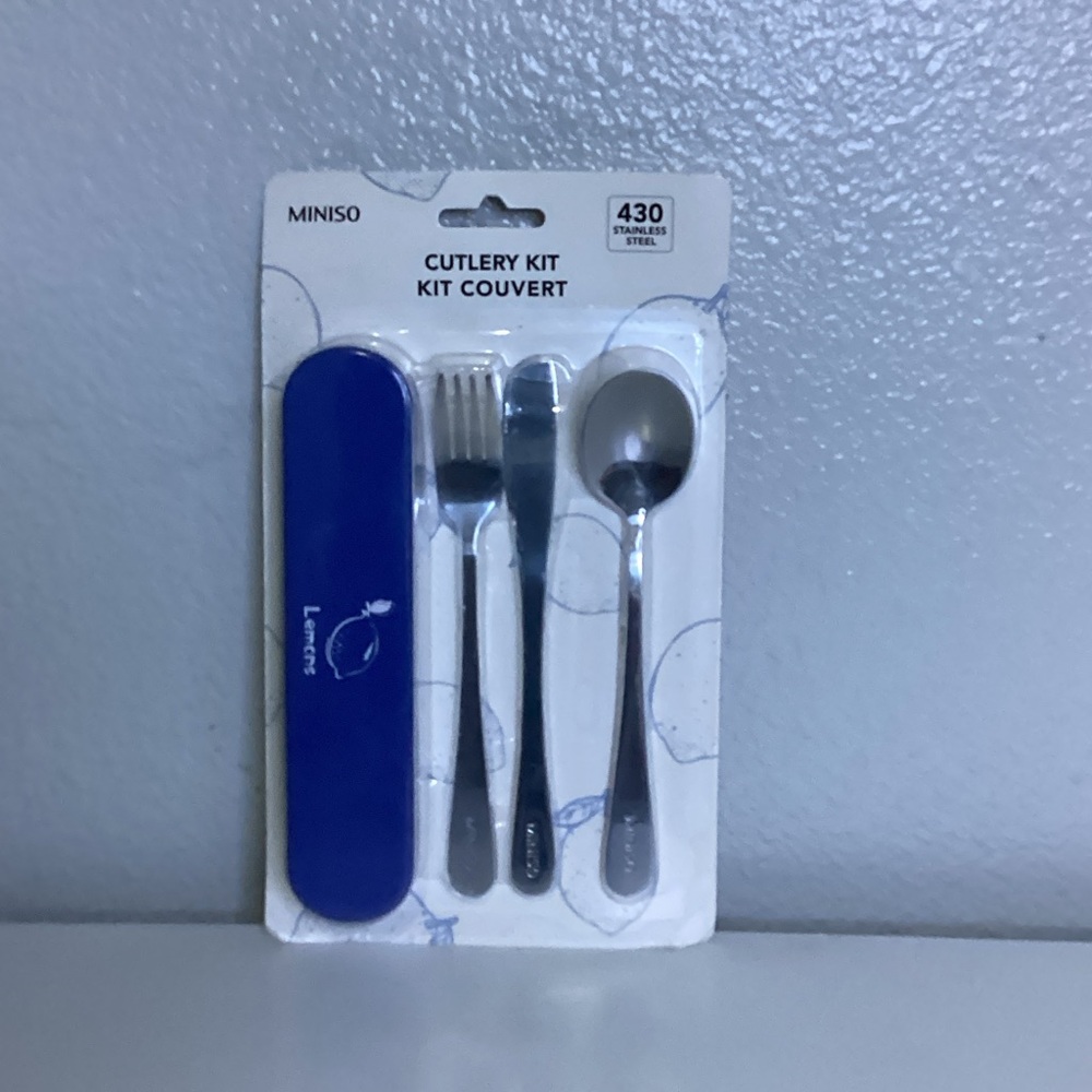 MINISO Stainless Steel Cutlery Set with Blue Case